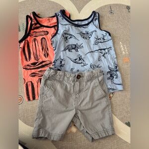 Dinosaur Tank Tops and Gray Shorts Set
